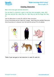 Worksheets for kids - creating-characters